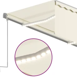 Käsin sisäänkelattava markiisi verhot/LED 3,5x2,5 m kerma