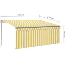 Käsin sisäänkelattava markiisi verhot/LED 3,5x2,5 m kerma