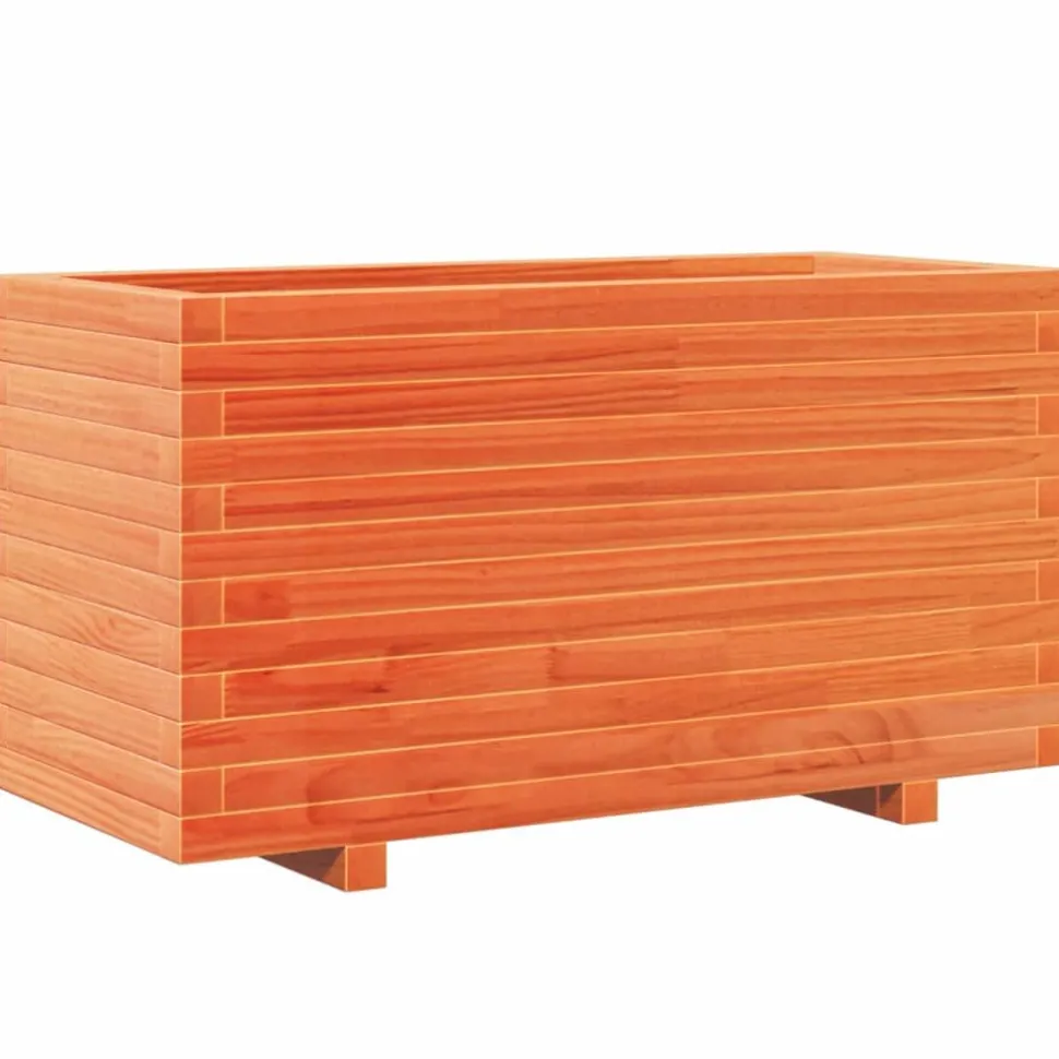 Kukkalaatikko puutarhaan vahanruskea 90x40x49,5 cm täysi mänty (47375)