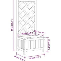 Kukkalaatikko säleiköllä, kuusta, harmaa