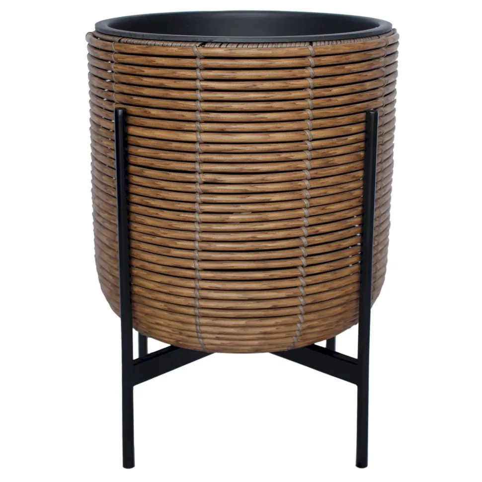 Kukkaruukku Home4You Wicker jalustalla 38x38x49cm, ruskea