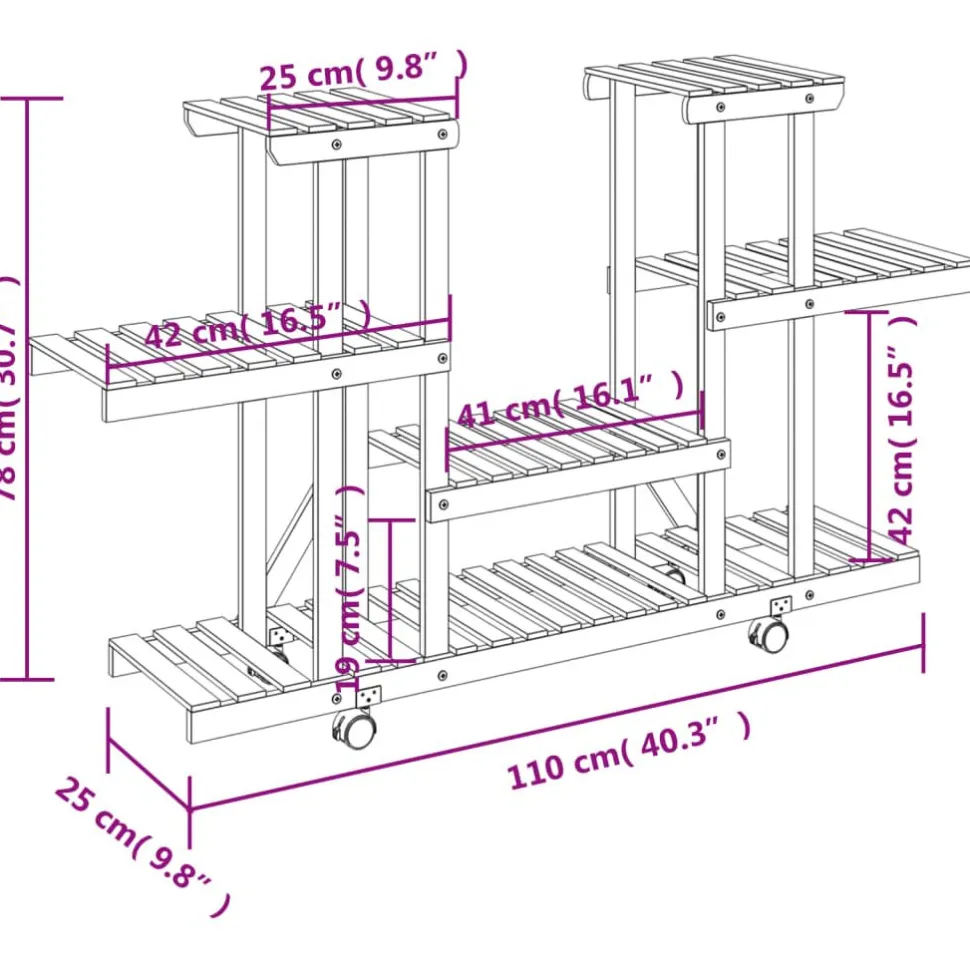 Kukkateline 81x25x75,5 cm, kuusta