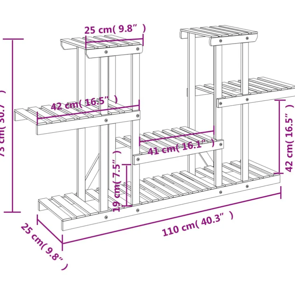 Kukkateline 81x25x75,5 cm, kuusta