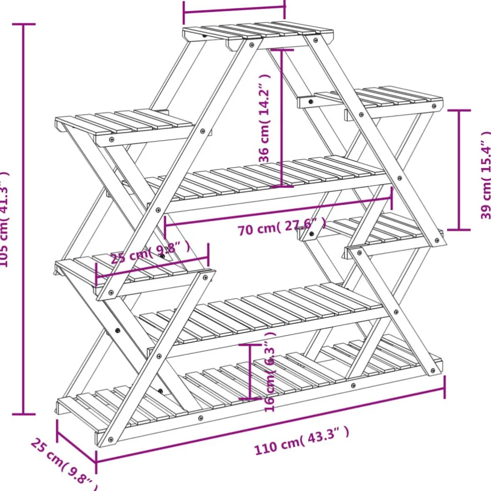 Kukkateline 81x25x75,5 cm, kuusta