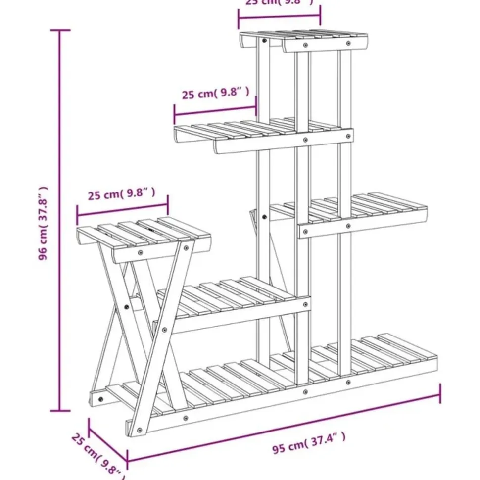 Kukkateline 81x25x75,5 cm, kuusta