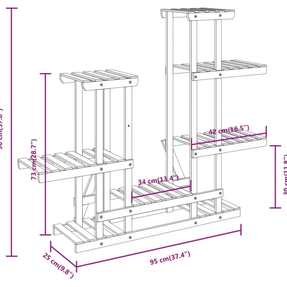 Kukkateline 81x25x75,5 cm, kuusta