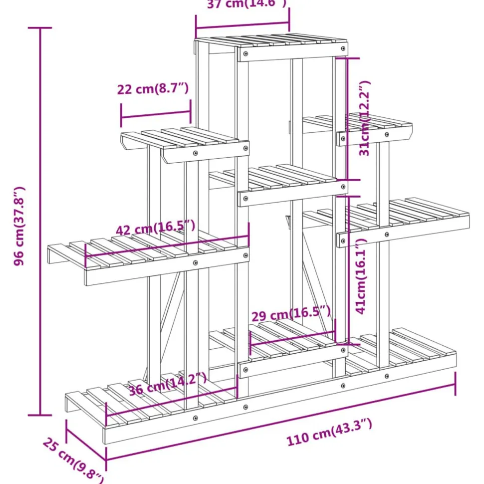 Kukkateline 81x25x75,5 cm, kuusta