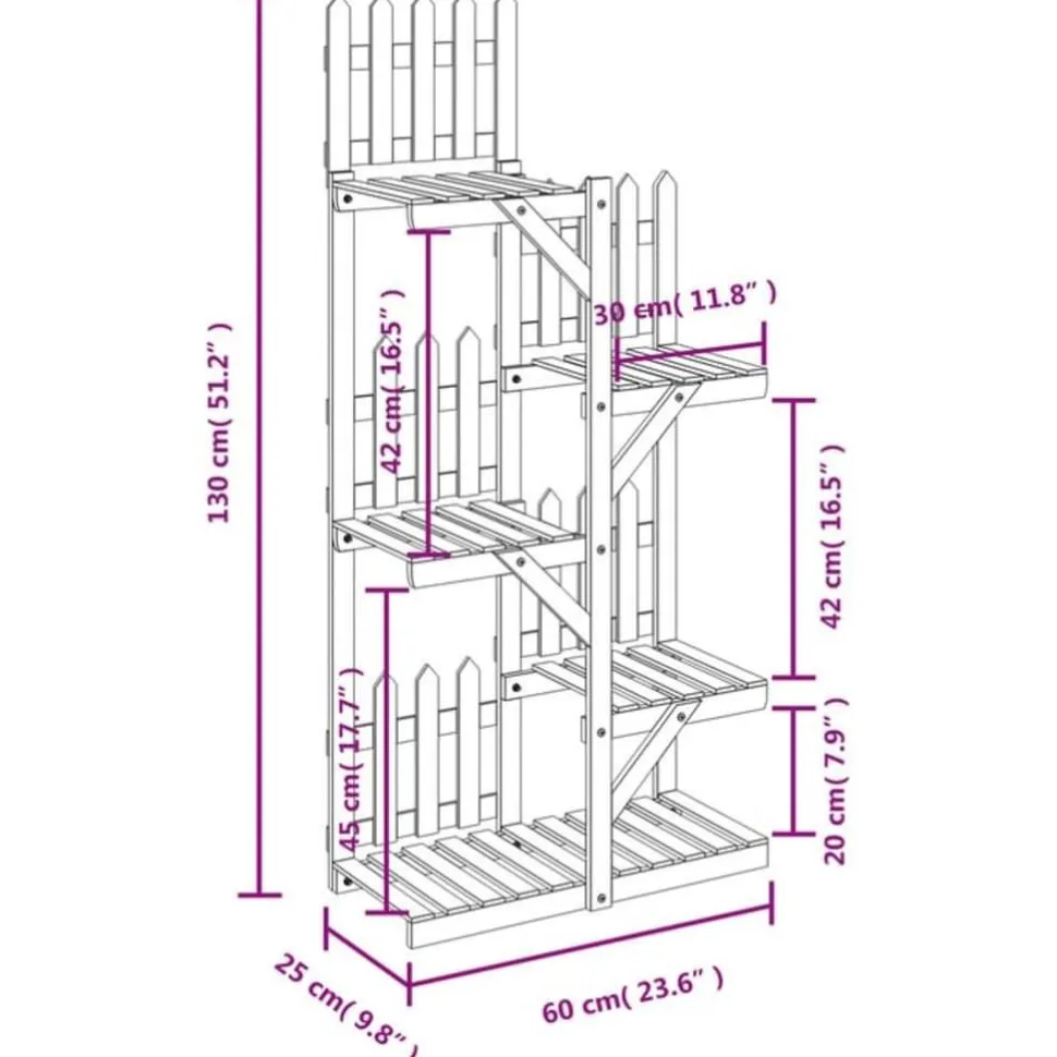 Kukkateline 81x25x75,5 cm, kuusta