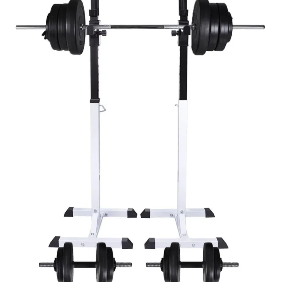 Kyykkyteline levytanko- ja käsipainosarjalla, 60.5kg