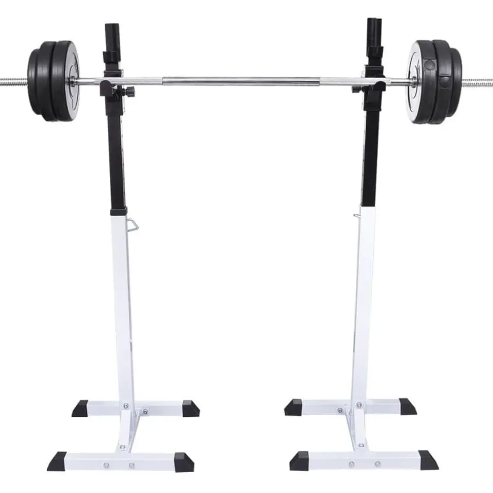 Kyykkyteline levytanko- ja käsipainosarjalla, 60.5kg