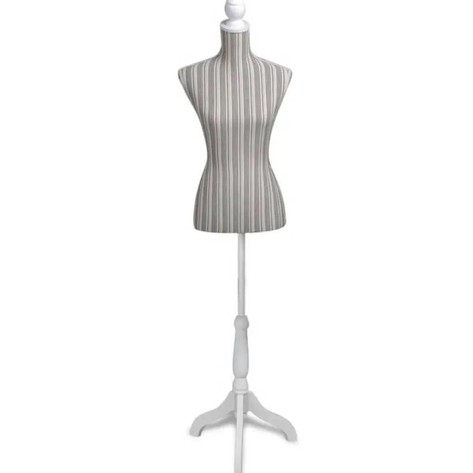 Mallinukketorso nainen raidallinen pellava