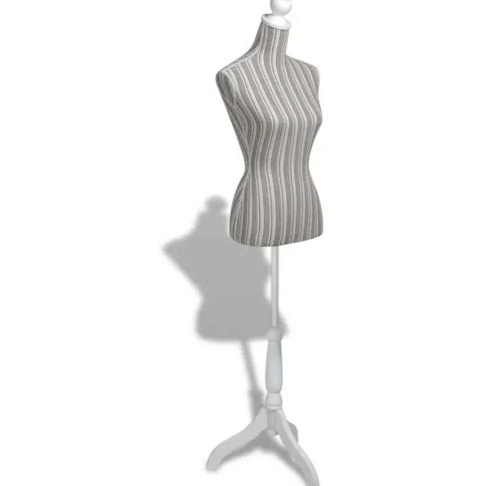 Mallinukketorso nainen raidallinen pellava