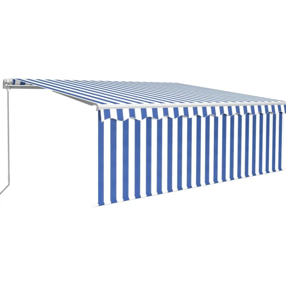 Manuaalisesti kelattava markiisi 2 verho/LED 3x2,5 m keltainen/valkoinen