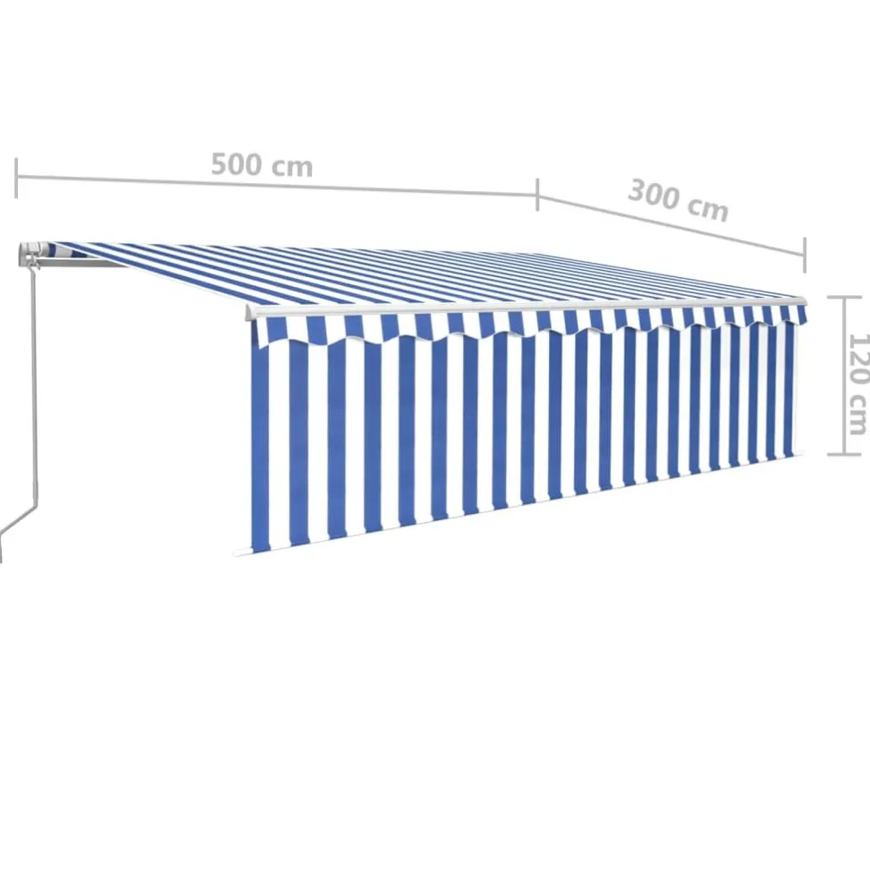Manuaalisesti kelattava markiisi 2 verho/LED 3x2,5 m keltainen/valkoinen