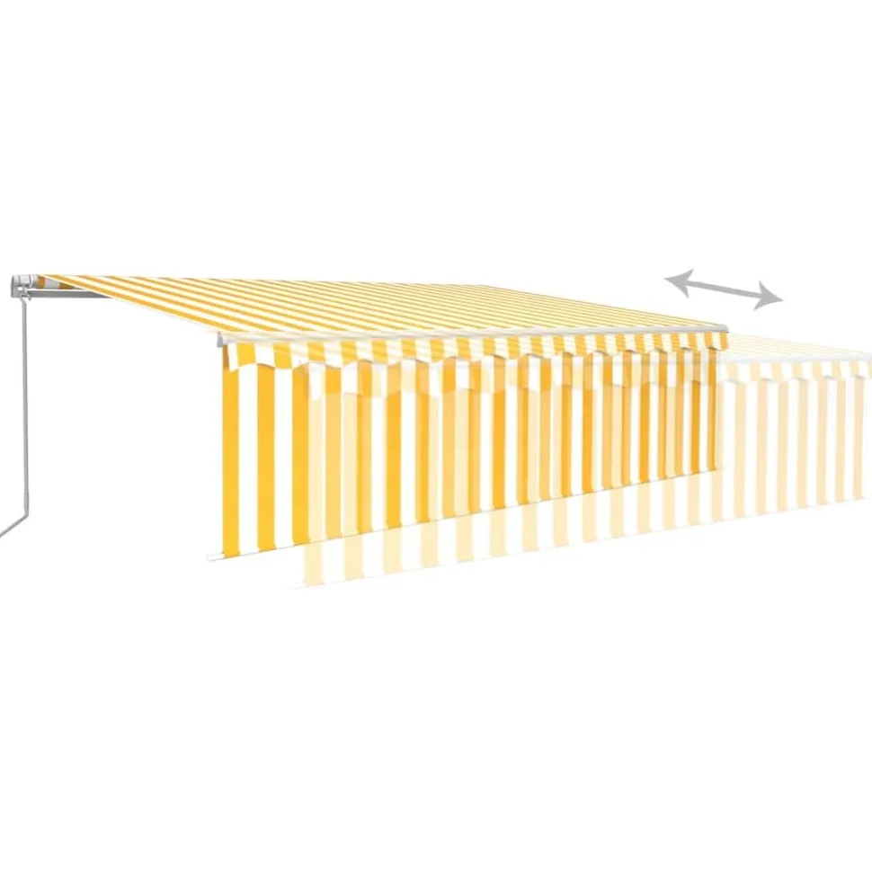 Manuaalisesti kelattava markiisi 2 verho/LED 3x2,5 m keltainen/valkoinen