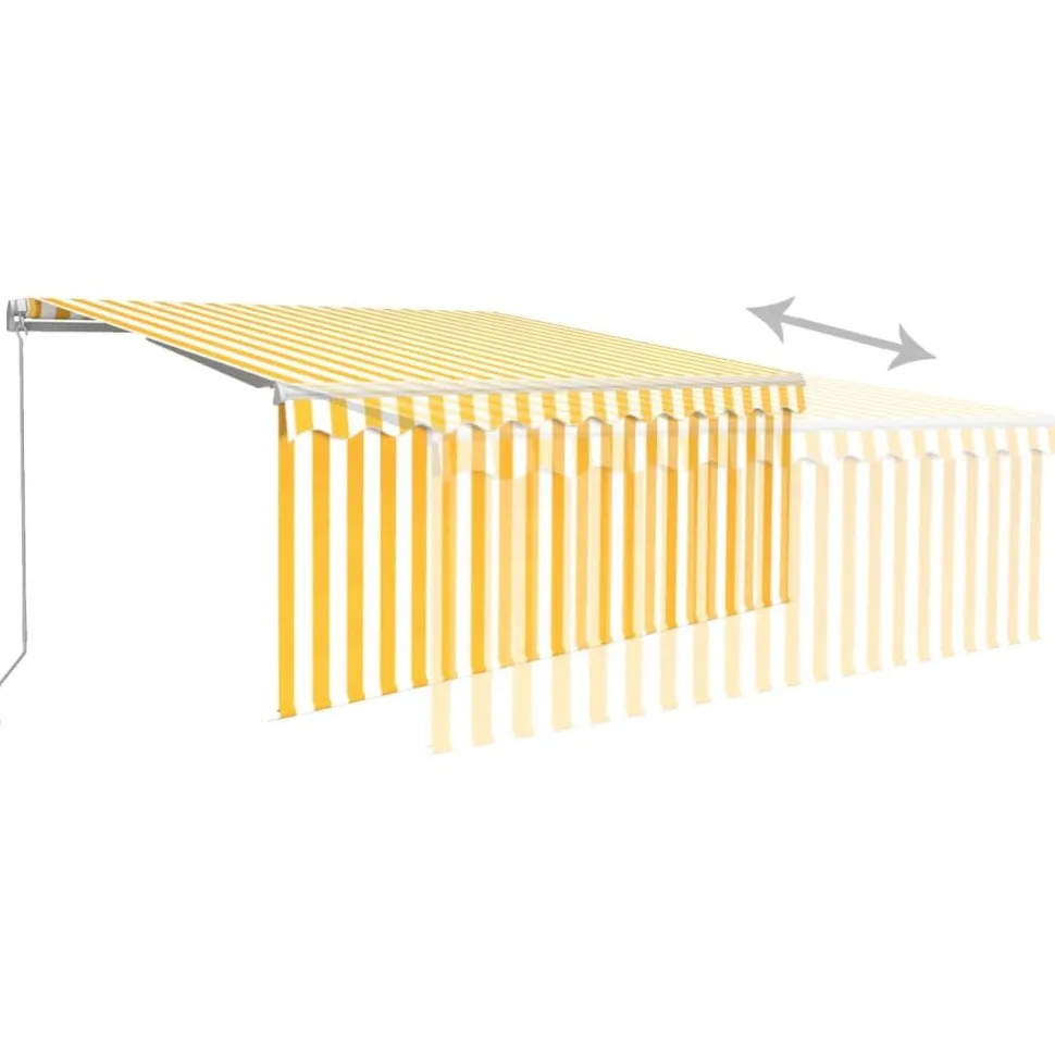 Manuaalisesti kelattava markiisi 2 verho/LED 3x2,5 m keltainen/valkoinen
