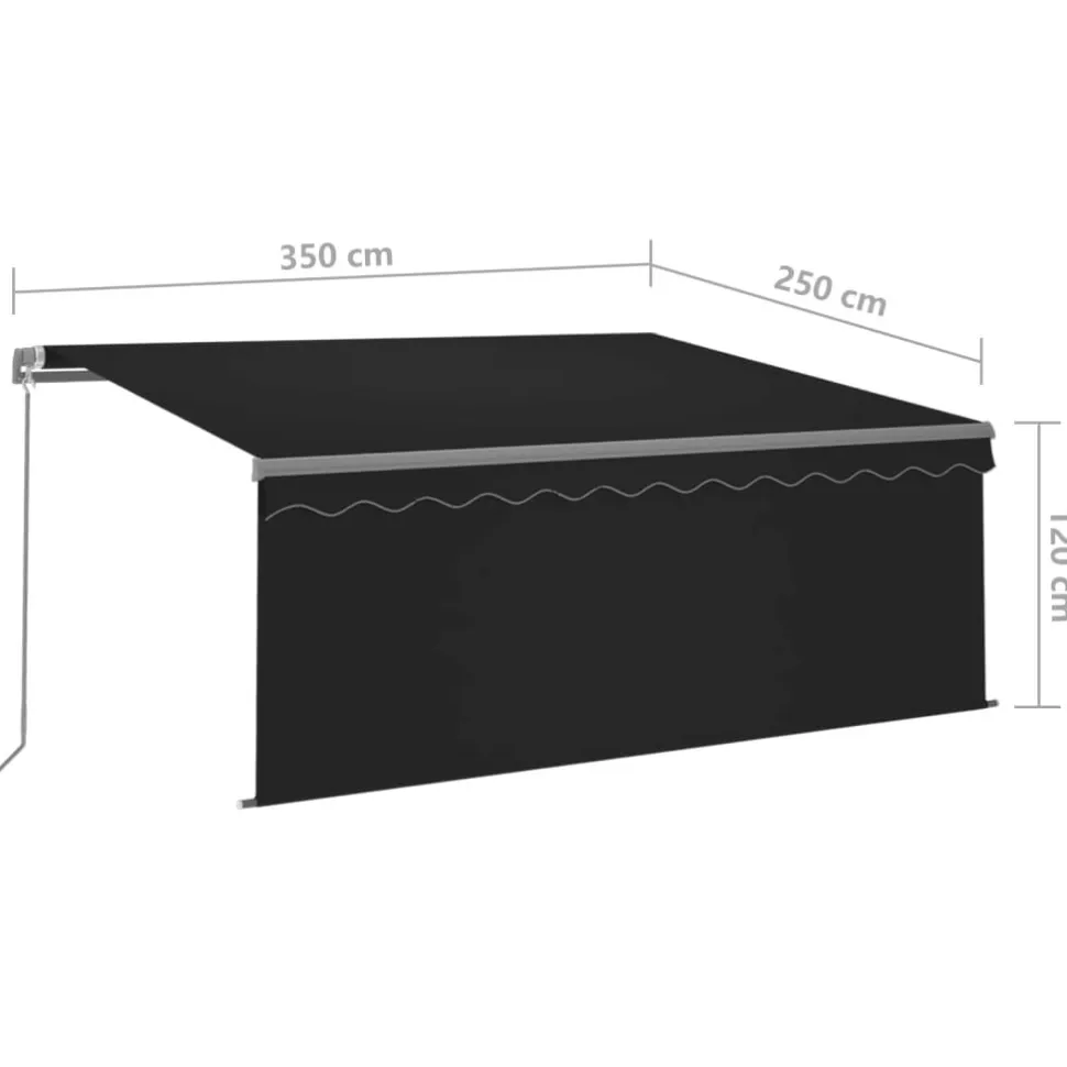 Manuaalisesti kelattava markiisi verhoilla 3x2,5 m kerma