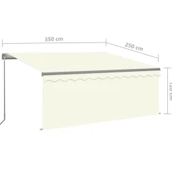 Manuaalisesti kelattava markiisi verhoilla 3x2,5 m kerma