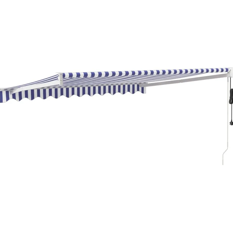 Markiisi, automaattisesti sisäänkelattava, sininen/valkoinen, 3x2,5 m