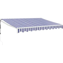 Markiisi, automaattisesti sisäänkelattava, sininen/valkoinen, 3x2,5 m