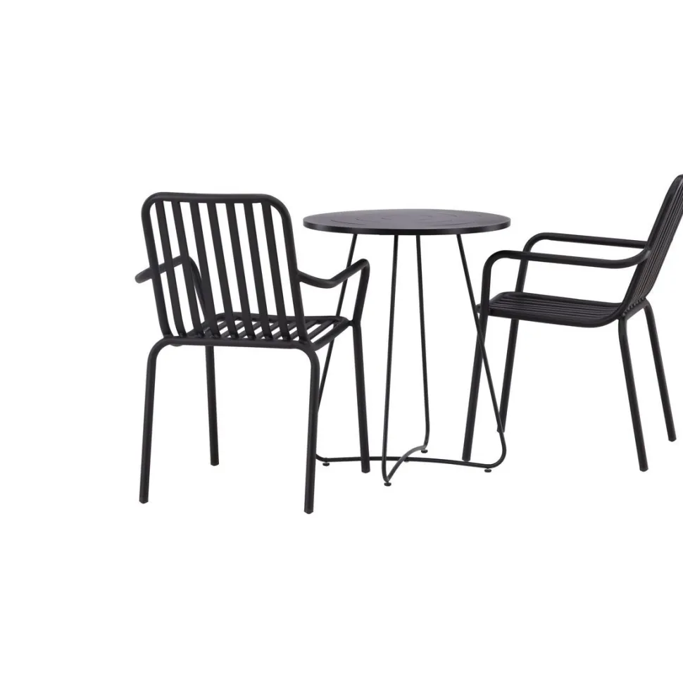 Parvekeryhmä Venture Home, ø60cm beige Bacong-pöytä + 2 mustaa Peking-tuolia