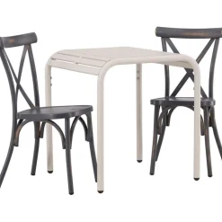 Parvekeryhmä Venture Home, 70x70cm beige Borneo-pöytä + 2 mustaa Tablas-tuolia