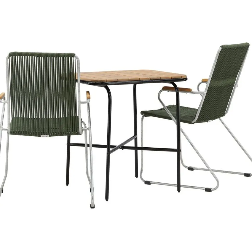 Parvekeryhmä Venture Home, 88x70cm Holmbeck-pöytä + 2 tummanharmaata Bois-tuolia