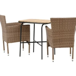 Parvekeryhmä Venture Home,  88x70cm Holmbeck-pöytä + 2 ruskeaa Malina-tuolia