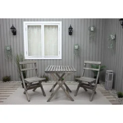 Parvekesetti Baltic Garden Wilma 65x65cm pöytä + 2 Knohult tuolia musta