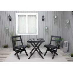 Parvekesetti Baltic Garden Wilma 65x65cm pöytä + 2 Knohult tuolia musta