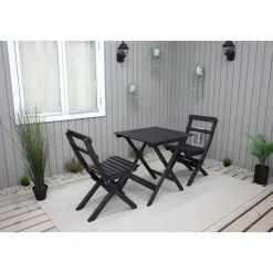 Parvekesetti Baltic Garden Wilma 65x65cm pöytä + 2 Knohult tuolia musta