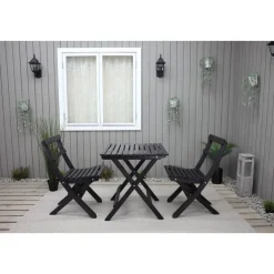 Parvekesetti Baltic Garden Wilma 65x65cm pöytä + 2 Knohult tuolia musta