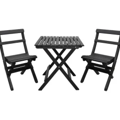 Parvekesetti Baltic Garden Wilma 65x65cm pöytä + 2 Knohult tuolia musta