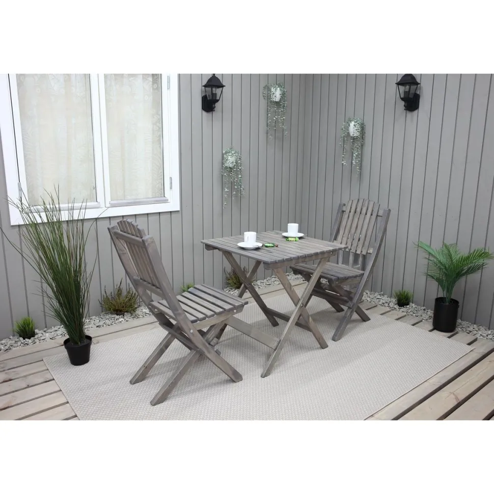 Parvekesetti Baltic Garden Wilma 65x65cm pöytä + 2 Visby tuolia harmaa