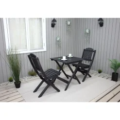 Parvekesetti Baltic Garden Wilma 65x65cm pöytä + 2 Visby tuolia harmaa