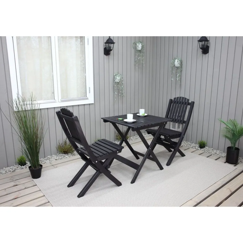 Parvekesetti Baltic Garden Wilma 65x65cm pöytä + 2 Visby tuolia harmaa