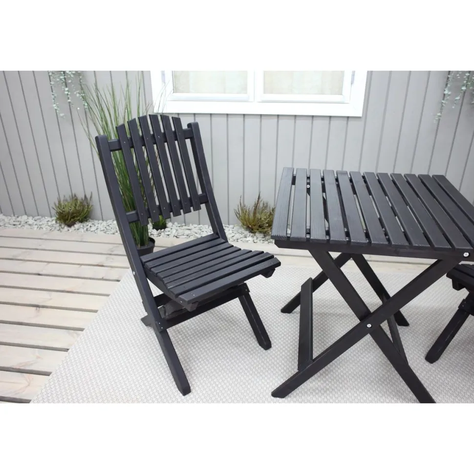 Parvekesetti Baltic Garden Wilma 65x65cm pöytä + 2 Visby tuolia harmaa