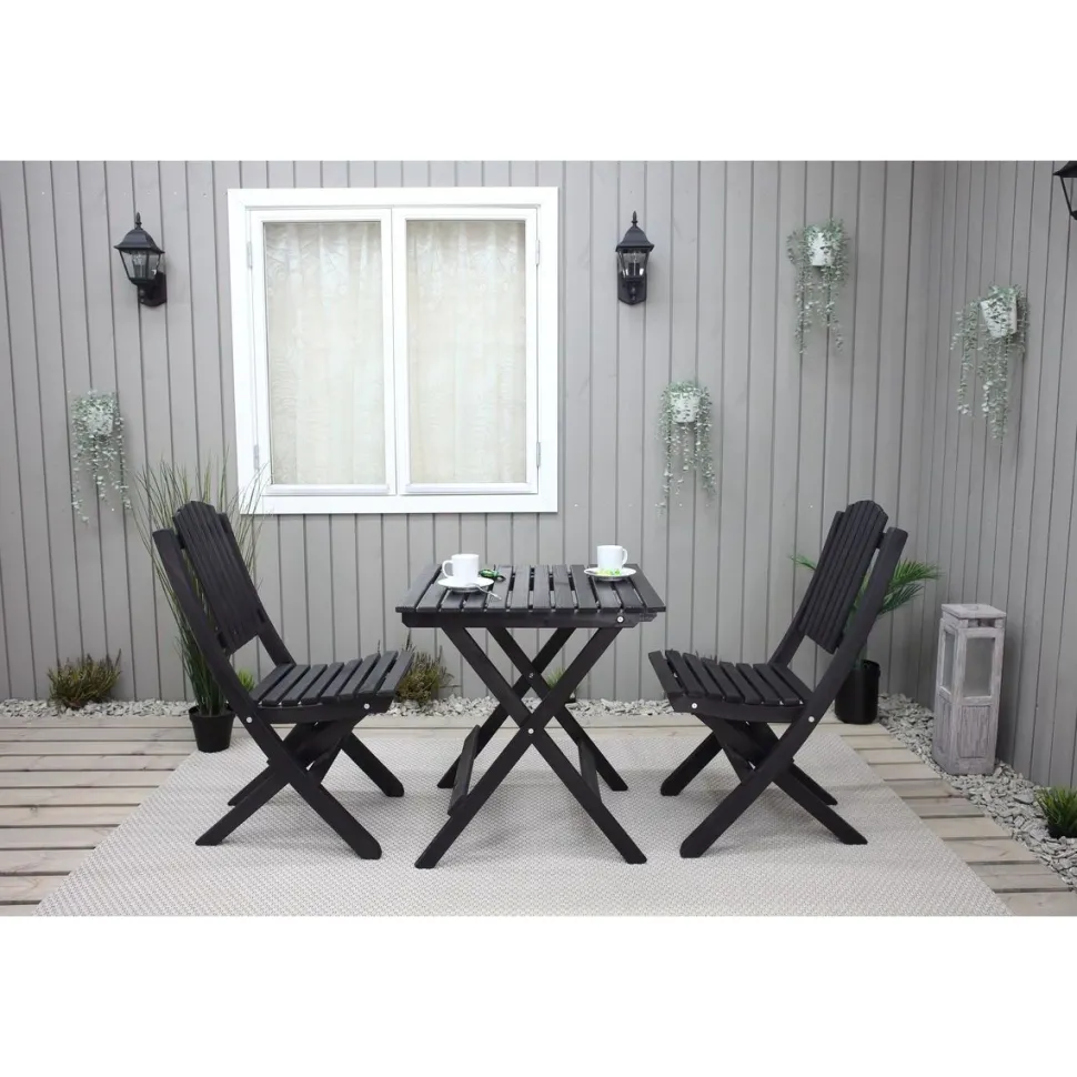 Parvekesetti Baltic Garden Wilma 65x65cm pöytä + 2 Visby tuolia harmaa