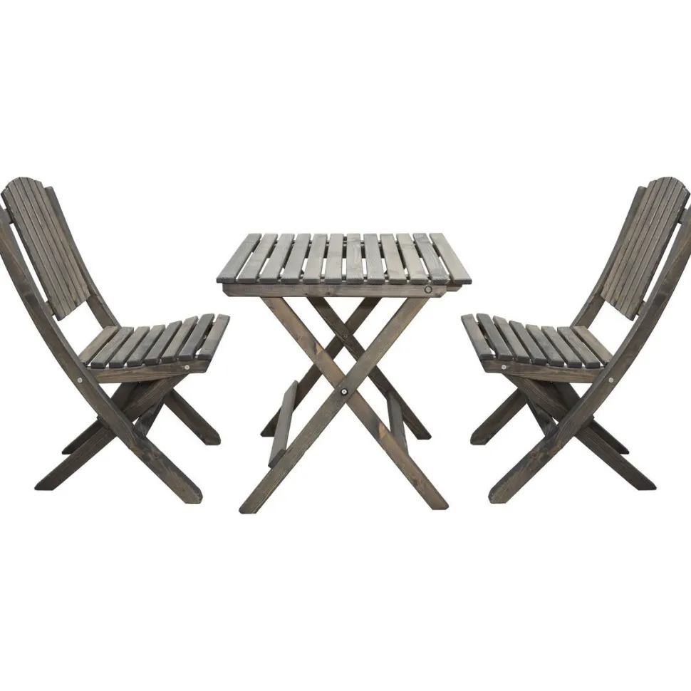 Parvekesetti Baltic Garden Wilma 65x65cm pöytä + 2 Visby tuolia harmaa
