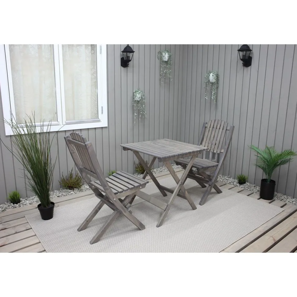 Parvekesetti Baltic Garden Wilma 65x65cm pöytä + 2 Visby tuolia harmaa
