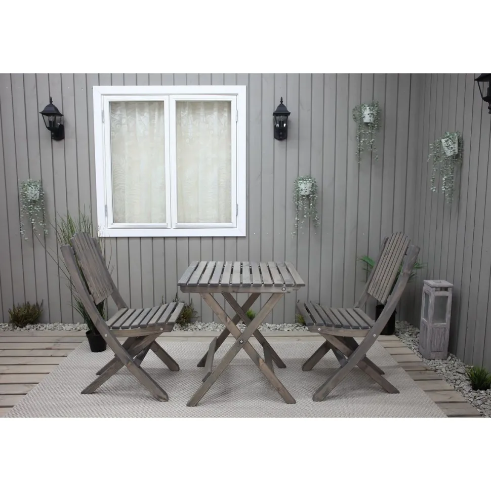 Parvekesetti Baltic Garden Wilma 65x65cm pöytä + 2 Visby tuolia harmaa