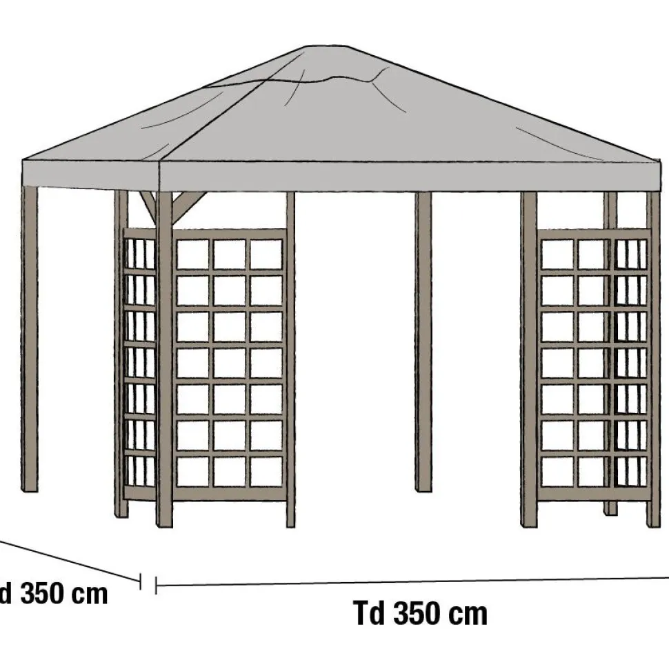 Paviljongin kattokangas Brafab Hov, 350x350cm, harmaa