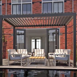 Pergola Home4you Mirador-111, 300x400cm, tummanharmaa