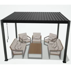 Pergola Home4you Mirador-111, 300x400cm, tummanharmaa