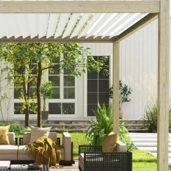 Pergola Home4You Mirador-111, 300x400cm, vaalea puujäljitelmä, beige
