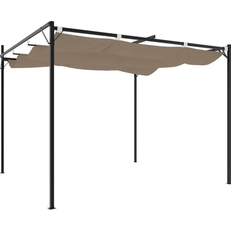 Pergola sisäänvedettävä katto taupe 295x292x230 cm