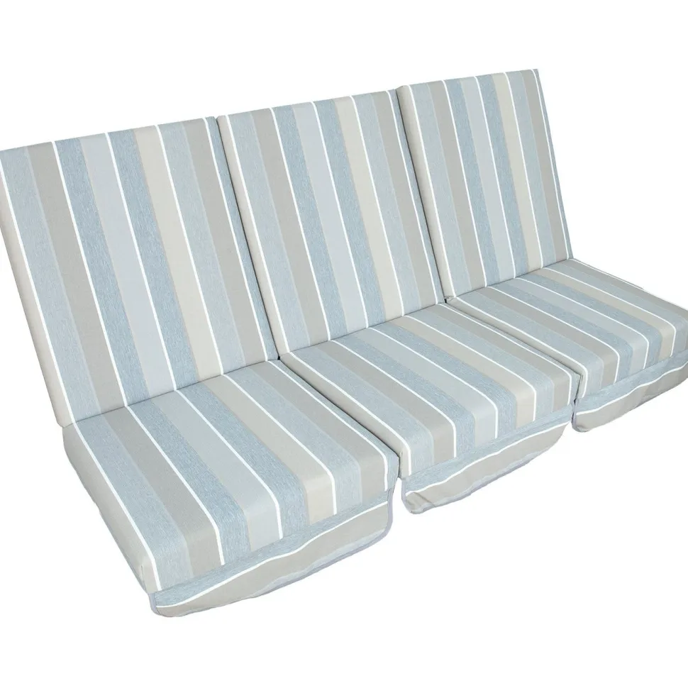 Pihakeinun pehmuste Home4You MONTREAL 114x52x9 cm, harmaa/beige, raidallinen, 3-osainen