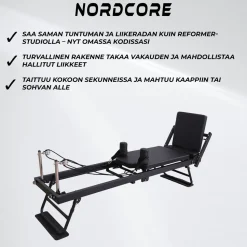 Pilates Reformer Nordcore Taitettava, sis. pilateslaatikko