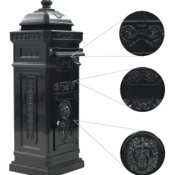 Postilaatikko pylväs alumiini vintagetyyli ruostumaton musta