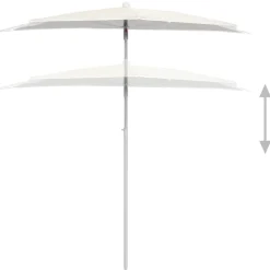 Puoliaurinkovarjo tangolla 180x90 cm hiekka